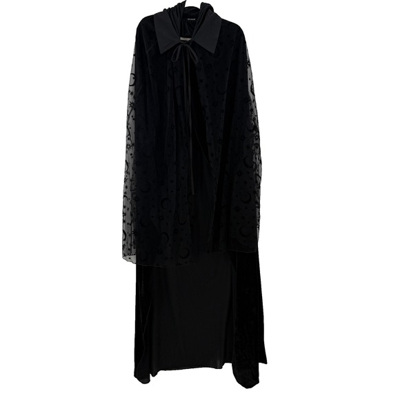The Unbranded Brand Jackets & Blazers - Black Whimsigoth Gothic Cape Dress Set Sheer Celestial Moon Stars Witchy RenFair